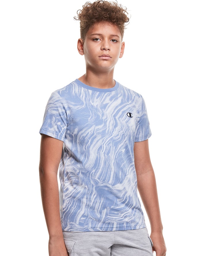 Champion Marble Dye Print Erkek Çocuk Tişört Açık Mavi ( BXWHSF019 )